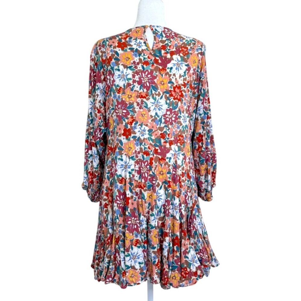 The Impeccable Pig Floral Swing Dress Long-Sleeve Colorful Boho Oversize Size S - Picture 3 of 6